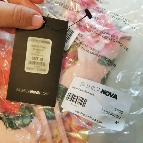 Fashion Nova Pink Floral Bodysuit Fitted Medium - Picture 9 of 10